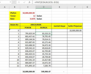 Fungsi IPMT Bunga Pinjaman Koperasi 03