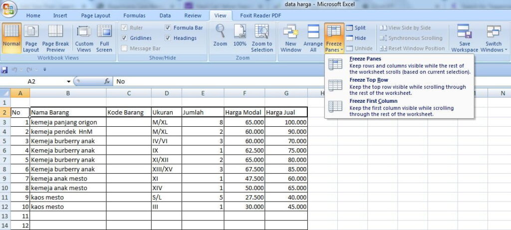 Cara Excel Agar Kolom Atas Tetap Terlihat!