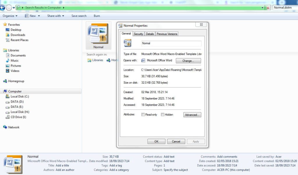 Cara Setting MS Word ke Default