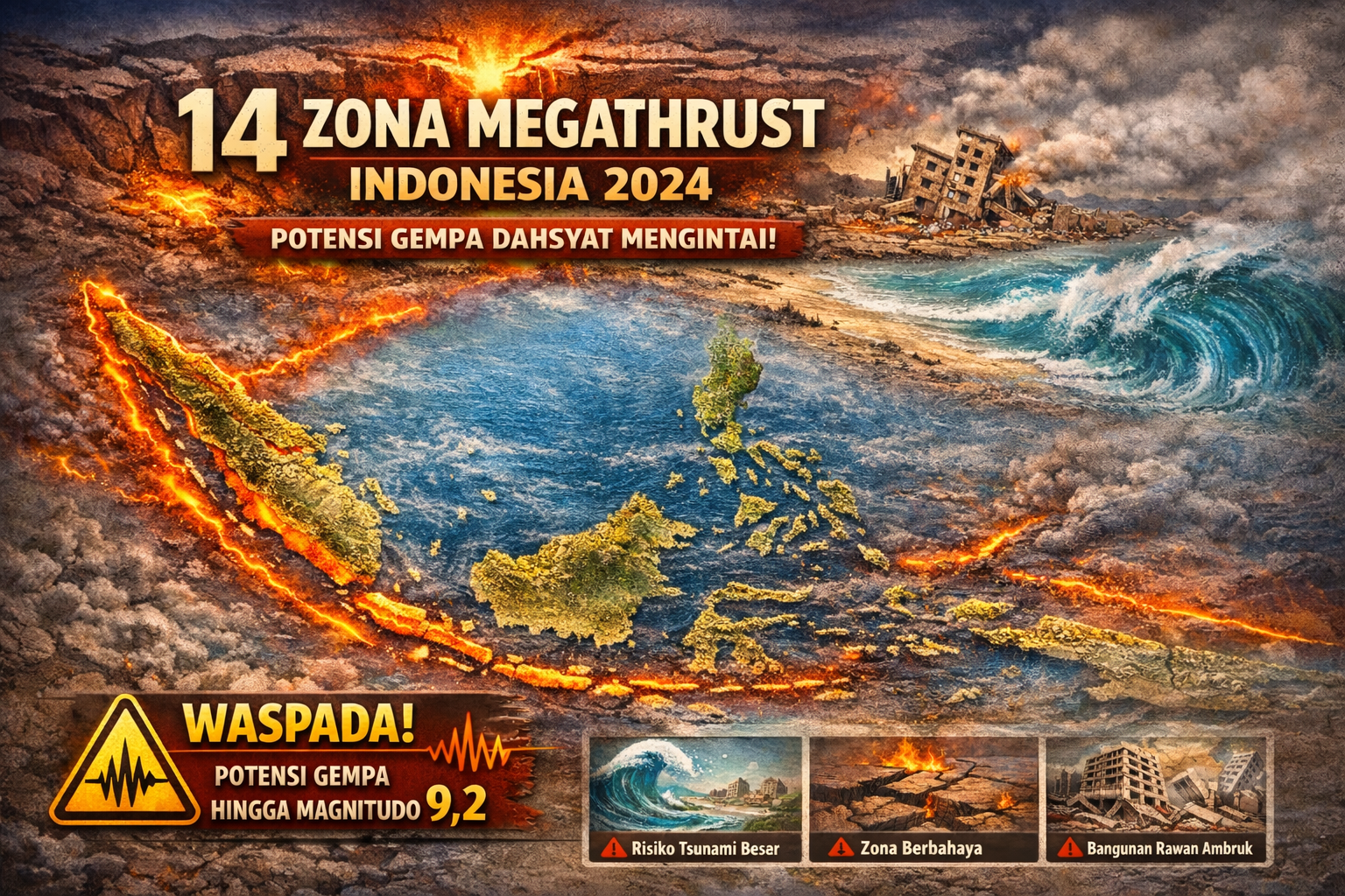 14 zona megathrust Indonesia 2024